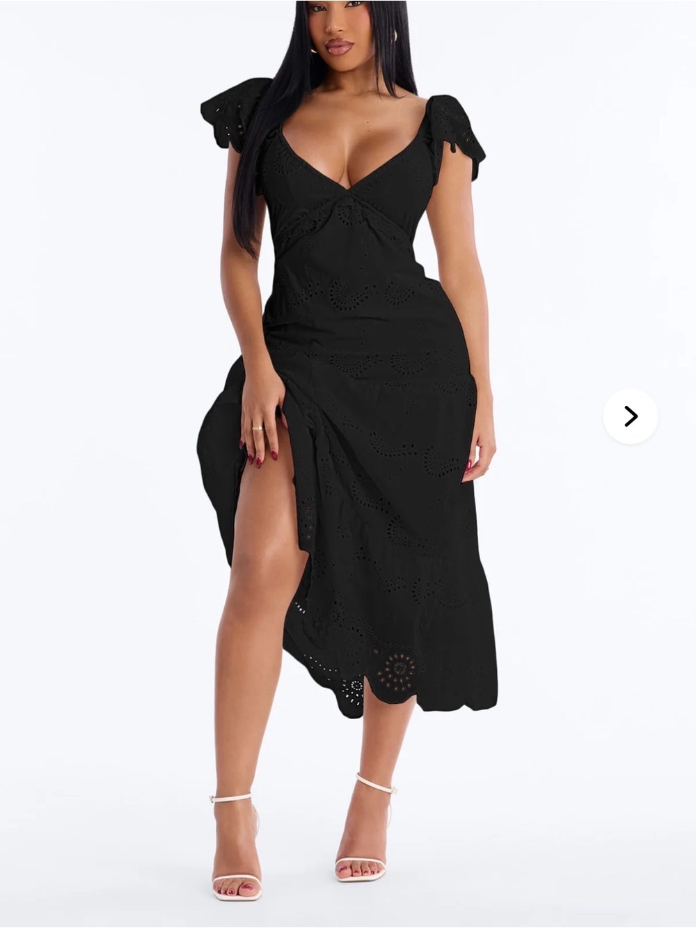 Odessa Eyelet Midi Dress - Black